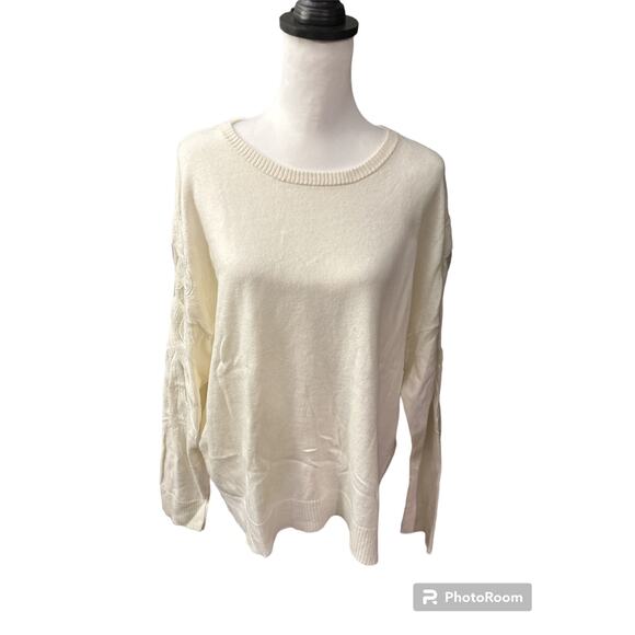 INC International Concepts White Sweater Large Cashmere - Picture 1 of 4